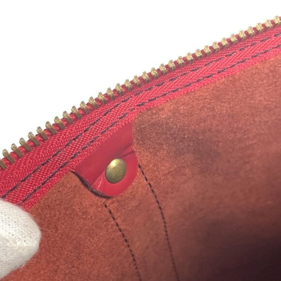 LOUIS VUITTON Red Leather Keepall 50 Boston Bag - Picture 14 of 16